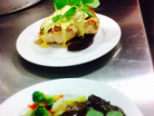 Plated Scotch Fillet & Stuffed Chicken Breast